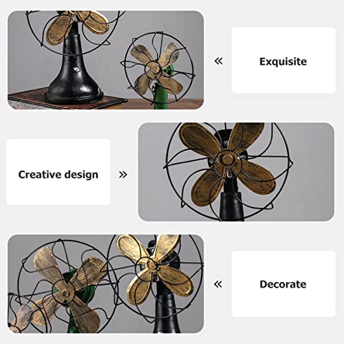 HOMSFOU Model Standing Sculpture Prop Figurine Music Photo Cafe Home Fashion Resin Shop Fireplace Vintage Christmas Decorative Iron Ornament Fan Craft Modeling Bar Black for Old Table