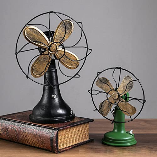 HOMSFOU Model Standing Sculpture Prop Figurine Music Photo Cafe Home Fashion Resin Shop Fireplace Vintage Christmas Decorative Iron Ornament Fan Craft Modeling Bar Black for Old Table