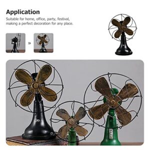 HOMSFOU Model Standing Sculpture Prop Figurine Music Photo Cafe Home Fashion Resin Shop Fireplace Vintage Christmas Decorative Iron Ornament Fan Craft Modeling Bar Black for Old Table