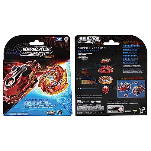 Beyblade Burst Pro Series Super Hyperion String Launcher  Pack, Right/Left Spin Beyblade Launcher with Spinning Top, Kid Toys for 8 Year Old Boys & Girls