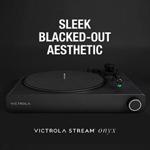 Victrola Stream Onyx Turntable - 33-1/3 & 45 RPM Vinyl Record Player, Works with Sonos Wirelessly, High Precision Magnetic Cartridge, Semi-Automatic, Multiple Connections, Black Matte Finish