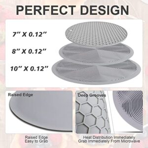 4 in 1, KooMall Trivets for Hot Dishes Pots and Pans & Multi-Purpose Microwave Mat, Silicone Pot Holders for Kitchen Counter, Hot Plates Pads to Protect Quartz Table, Heat Resistant, Gray 10'' 8'' 7''