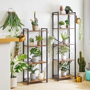 YMYNY Bookcase, 4-Tier Narrow Ladder Bookshelf, Freestanding Shelving Unit, Multifunctional Storage Rack, for Home Office Living Room Bedroom Kitchen, Plant Stand, Rustic Brown, 44*16.9*11.4"UHBC004H