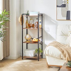 YMYNY Bookcase, 4-Tier Narrow Ladder Bookshelf, Freestanding Shelving Unit, Multifunctional Storage Rack, for Home Office Living Room Bedroom Kitchen, Plant Stand, Rustic Brown, 44*16.9*11.4"UHBC004H
