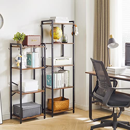 YMYNY Bookcase, 4-Tier Narrow Ladder Bookshelf, Freestanding Shelving Unit, Multifunctional Storage Rack, for Home Office Living Room Bedroom Kitchen, Plant Stand, Rustic Brown, 44*16.9*11.4"UHBC004H