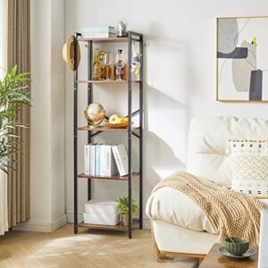 YMYNY Bookshelf, 5-Tier Ladder Shelf Organizer, Narrow Shelving Unit, Corner Storage Racks, Large Capacity Bookcase, for Home Office Living Room Balcony Bathroom, 57.7" H, Metal Frame,UHBC005H