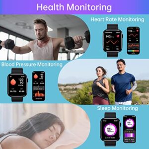 Smart Watch, 1.9" Full Touch Screen Smart Watch for Android & iOS Phones with Heart Rate & Blood Oxygen Monitor, 123 Sport Modes，Voice Assistant, Fitness Smart Watch for Women Men