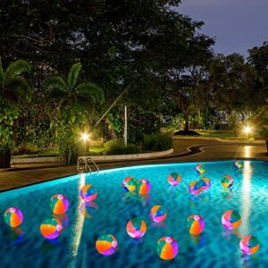 50 Pcs Mini Light Up Beach Balls 5 in LED Beach Balls Mini Glowing Inflatable Beach Balls for Summer Pool Hawaiian Party Decorations Water Games