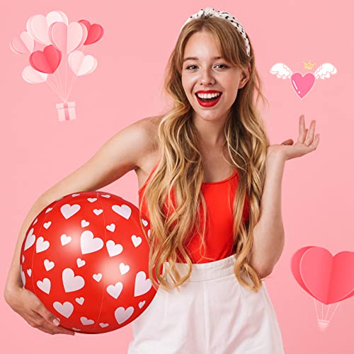 Jerify 9 Pieces Red Beach Ball 12 Inch Heart Beach Balls Pool Toys Inflatable PVC Ball Swimming Pool Balls Pool and Water Games Summer Beach Pool Party Supplies