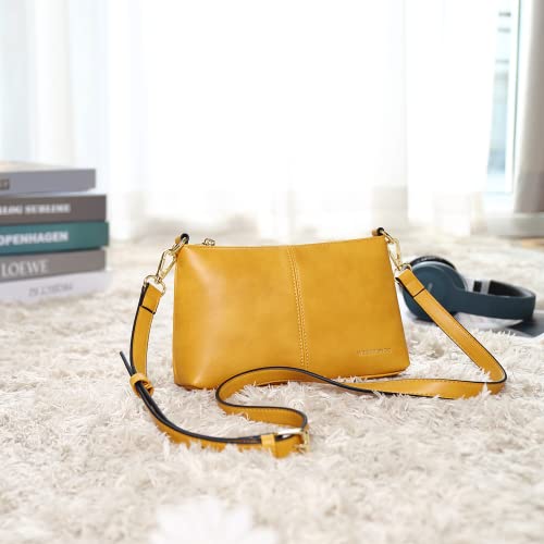 WESTBRONCO Small Crossbody Bag for Women Vegan Leather Wallet Purses Satchel Shoulder Bags Wristlet Clutch Handbags Yellow