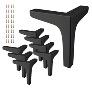 svisna 6 inch black furniture leg metal 8pcs, home diy heavy duty replacement feet for bookshelf, sofa, cabinet, chair, couch, coffee table, desk, bench, ottoman, nightstand, etc