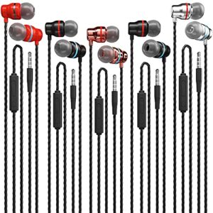 earbuds wired with microphone 5 pack, in-ear headphones with heavy bass stereo, noise isolating wired earbuds, ear buds compatible with iphone, ipod, ipad, mp3, samsung, and most 3.5mm jack