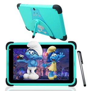 weelikeit kids tablet 7 inch android 11, learning tablet for children, 2gb + 32gb toddler tablets with youtube, netflix, wifi 6, bluetooth 5.0, dual camera, shockproof case, stand, stylus(green)