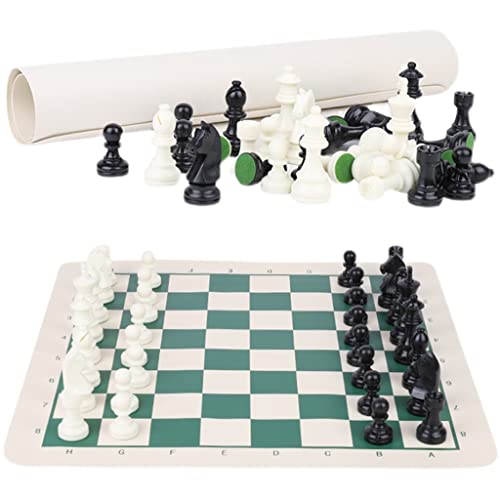 Chess Board Chess Set Board Games Roll Up Chess Mat and Chess Pieces Set, Tournament Chess Pieces, Green Vinyl Travel Chess Mat Chess Board Set Chess Sets (Size : 1)