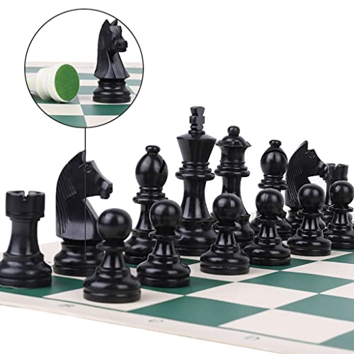 Chess Board Chess Set Board Games Roll Up Chess Mat and Chess Pieces Set, Tournament Chess Pieces, Green Vinyl Travel Chess Mat Chess Board Set Chess Sets (Size : 1)