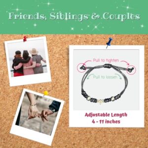 Glow in the Dark Friendship Bracelets with Matching Charm for Kids, Girls, Teens, Couples, and Friends. Gift for Relationships, Family, Birthday or Anniversary (Large Cat)