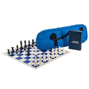 yushifa portable chess sets tournament roll-up chess set with travel bag silicone rubber checkerboard chess record book chess piece for kids chess board game (color : light blue)
