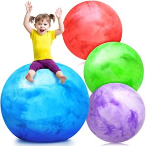 4 pcs inflatable marbleized bouncy balls giant beach balls large inflatable ball big inflatable kickball beach pool party toys for outdoor activity game sports party decor (fresh color, 27 inch)