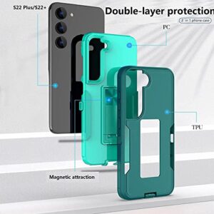 wulibox Professional Design for Samsung Galaxy S22 Plus Case with Stand, Shockproof Drop Protection, Fit for Magnetic Car Mount, Upgrade Hard PC&Premium Soft TPU Kickstand for Women (Lake Blue)