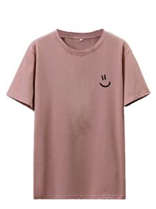 cozyease men's casual letter slogan graphic print tee round neck short sleeve summer t shirts dusty pink l