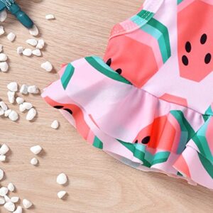 Aalizzwell 3-6 Months Infant Baby Girls Swimsuit Two Piece Watermelon Ruffle Bathing Suit Bikini Tops Bottoms Swimming Suit Swimwear Beach Wear Pink