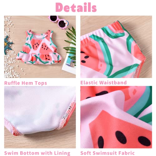 Aalizzwell 3-6 Months Infant Baby Girls Swimsuit Two Piece Watermelon Ruffle Bathing Suit Bikini Tops Bottoms Swimming Suit Swimwear Beach Wear Pink