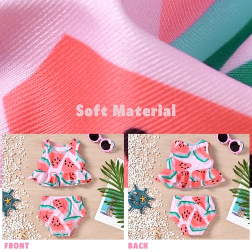 Aalizzwell 3-6 Months Infant Baby Girls Swimsuit Two Piece Watermelon Ruffle Bathing Suit Bikini Tops Bottoms Swimming Suit Swimwear Beach Wear Pink