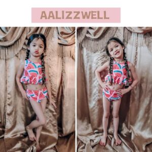 Aalizzwell 3-6 Months Infant Baby Girls Swimsuit Two Piece Watermelon Ruffle Bathing Suit Bikini Tops Bottoms Swimming Suit Swimwear Beach Wear Pink