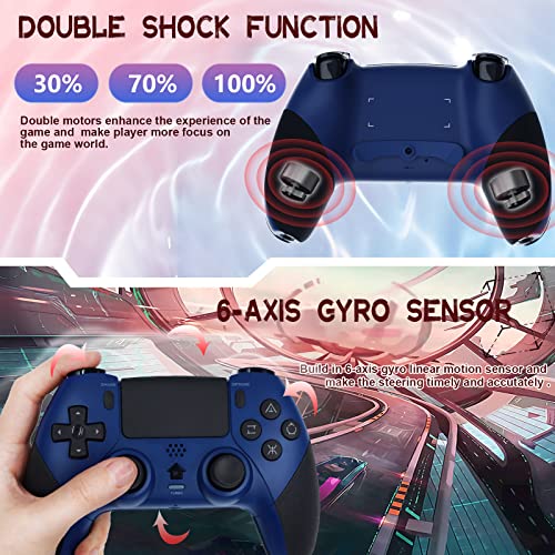 OFOTEIN Wireless Controller for PS4 Controller, Game Controller Compatible with Playstation 4/Slim/Pro/PC,Built-in 800mAh Rechargeable Battery/Responsive Joystick and Buttons/Audio/Turbo(Blue)