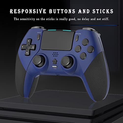 OFOTEIN Wireless Controller for PS4 Controller, Game Controller Compatible with Playstation 4/Slim/Pro/PC,Built-in 800mAh Rechargeable Battery/Responsive Joystick and Buttons/Audio/Turbo(Blue)