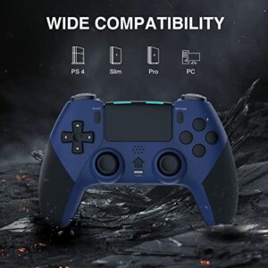 OFOTEIN Wireless Controller for PS4 Controller, Game Controller Compatible with Playstation 4/Slim/Pro/PC,Built-in 800mAh Rechargeable Battery/Responsive Joystick and Buttons/Audio/Turbo(Blue)