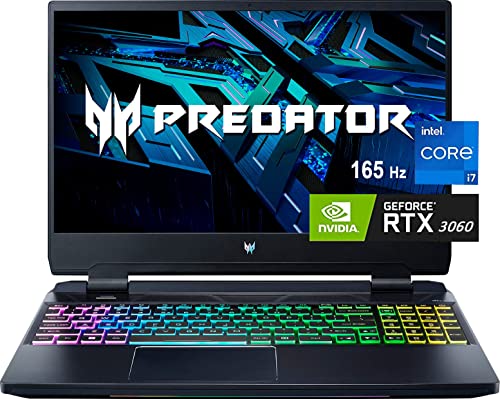 acer Predator Helios 300 Gaming Laptop, 15.6 inch FHD IPS 165Hz Display,14 Core Intel Core i7-12700H, NVIDIA GeForce RTX 3060, 16GB DDR5 RAM, 512GB SSD, Windows 11 Home