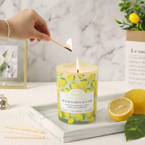 Lemon Fruit Scented Summer Candles Fragrance 15oz Large Jar Candle Gift Decal Jars for Home Gift for Men Women (Lemon)