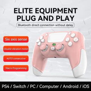 ROTOMOON Wireless Controller Compatible with PS4 Pro/PS4 Slim/PS4 Controller, with Headphone Jack for PS4 Dualshock 4 Game (Pink)