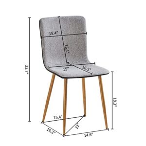 FurnitureR Dining Chair Set of 4, Scandinavian Accent Chairs Set Comfy Fabric Cushion Seat PU Back Side Chairs Kitchen Chairs with Sturdy Metal Legs for Kitchen, Dining, Living Room, Grey and Black