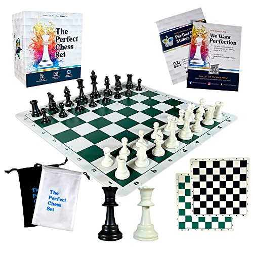 MegaChess The Perfect Chess Set Classic Heavyweight Edition - Tournament Chess Set for Kids & Adults - with Two 20” x 20” Silicone Boards, Triple Weighted Staunton Pieces, Carry Box & Bags