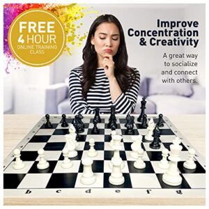 MegaChess The Perfect Chess Set Classic Heavyweight Edition - Tournament Chess Set for Kids & Adults - with Two 20” x 20” Silicone Boards, Triple Weighted Staunton Pieces, Carry Box & Bags