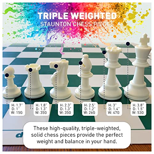 MegaChess The Perfect Chess Set Classic Heavyweight Edition - Tournament Chess Set for Kids & Adults - with Two 20” x 20” Silicone Boards, Triple Weighted Staunton Pieces, Carry Box & Bags