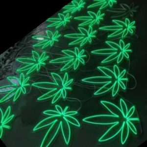 Dispensary Sign. Neon leaf. Collective Shop Accessories Green Indoor Display Business Wall Decor. Commercial Decorations for Brick Mortar Store. Bright XL 20”x18” Light, hanging, 8 Mode.