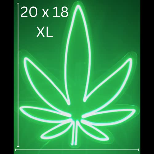 Dispensary Sign. Neon leaf. Collective Shop Accessories Green Indoor Display Business Wall Decor. Commercial Decorations for Brick Mortar Store. Bright XL 20”x18” Light, hanging, 8 Mode.
