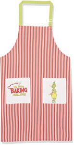 chef works apron, dr. suess baking challenge, the grinch, red & white with lime straps, adult
