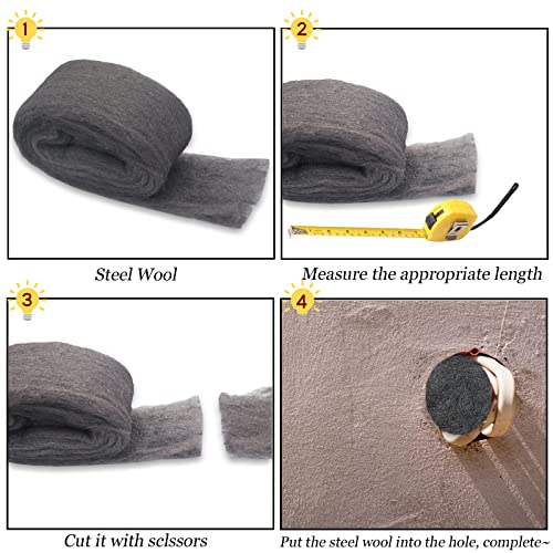 Steel Wool Fill Fabric Roll, Steel Wool Mice Control Away from Pipes, Coarse Wire Wool Hardware Cloth DIY Kit, Gap Blockers, Holes in Wall Cracks, Gardens, Houses, Garages (4 Pack × 11.5 FT)