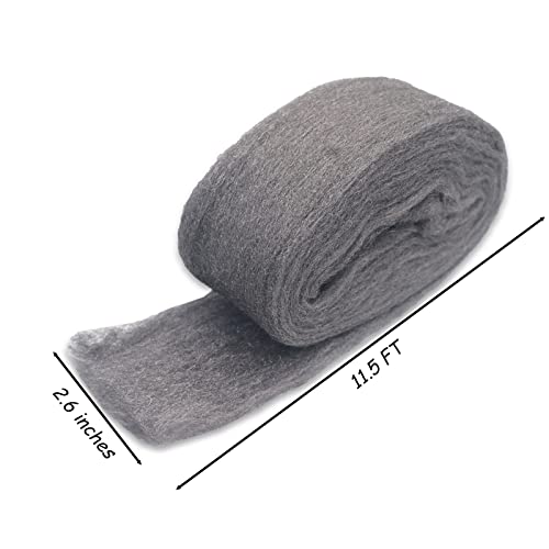 Steel Wool Fill Fabric Roll, Steel Wool Mice Control Away from Pipes, Coarse Wire Wool Hardware Cloth DIY Kit, Gap Blockers, Holes in Wall Cracks, Gardens, Houses, Garages (4 Pack × 11.5 FT)