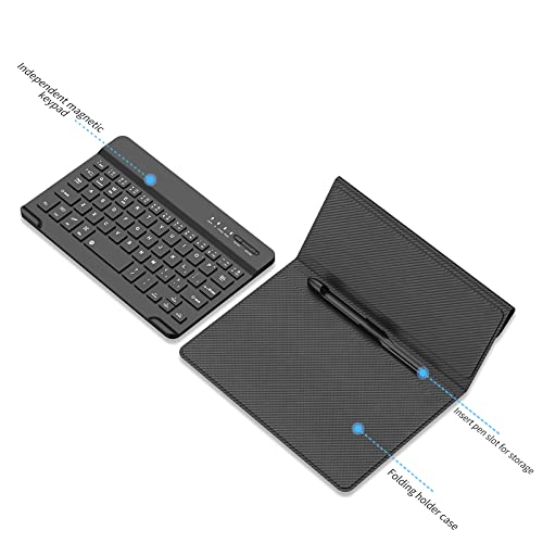 Prudom Wireless Bluetooth Keyboard Flip Leather Travel Carrying Case Cover with Stand for Samsung Galaxy Z Fold 5 / Fold 4/Galaxy Z Fold 3/Google Pixel Fold(Black)