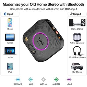 1Mii B06S+ Bluetooth 5.2 Receiver, HiFi Bluetooth Audio Adapter w/LDAC, aptx HD & aptx Low Latency, Long Range Hi-Res Audio with Volume Control, 3.5mm & RCA outputs, Easy Setup for Home Stereo System