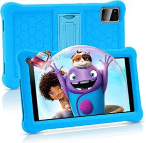 kids tablet 7 inch android 11 tablet for kids(ages 3-12), 3gb ram 32gb rom 128gb expand,google certificated, kids software pre-installed, bluetooth, wifi, dual camera,with shockproof case-blue…