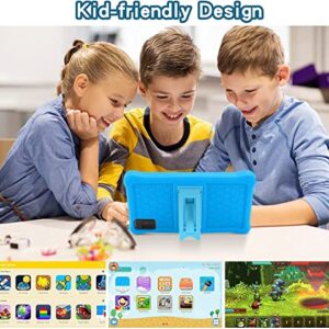 Kids Tablet 7 inch Android 11 Tablet for Kids(Ages 3-12), 3GB RAM 32GB ROM 128GB Expand,Google Certificated, Kids Software Pre-Installed, Bluetooth, WiFi, Dual Camera,with Shockproof Case-Blue…