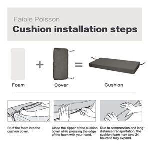 Faible Poisson Outdoor Bench Cushion, 36 x 18 Inch Waterproof Porch Swing Cushions Garden Patio Furniture Cushions with Handle and Anti-Slip Straps for Indoor Backyard Seat Pads, Dark Grey