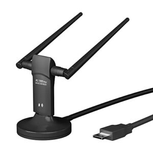 L-Link 1300Mbps Long Range USB WiFi Adapter for PC: Desktop Laptop of Windows 11/10/8.1/8/7, USB Wireless Adapter Dual Band 2.4GHz 400Mbps + 5.8GHz 867Mbps, 2X 5dBi High Gain Antennas, USB 3.0 Cradle