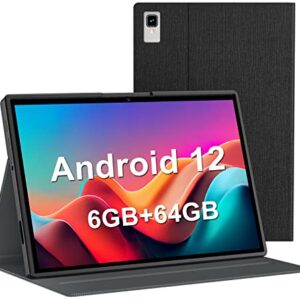 Android Tablet, 10.1 Inch Android 12 Tablet, 6GB RAM 64GB ROM, 1TB Expand, Android Tablet with 8000mAh Long Battery, Dual Camera, 5G WiFi, Bluetooth, FHD IPS Touch Screen, GPS, Google GMS Certified